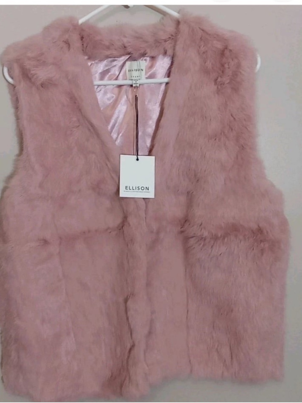 Ellison Dusty Rose real rabit Fur Vest,new with tag,large